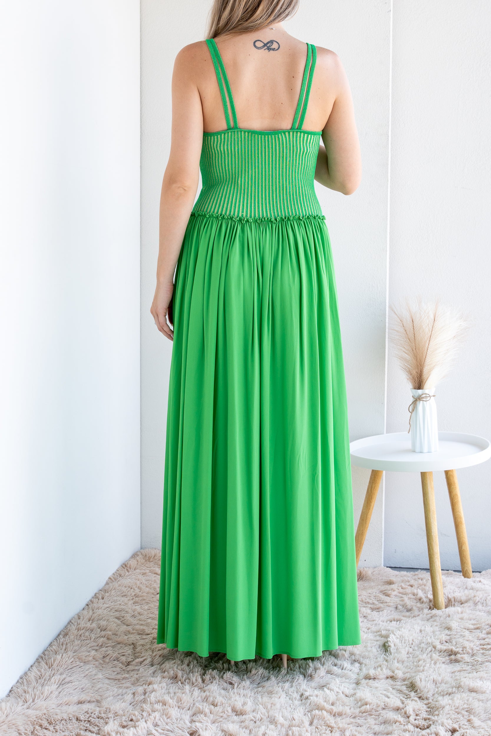 Long double fabric dress