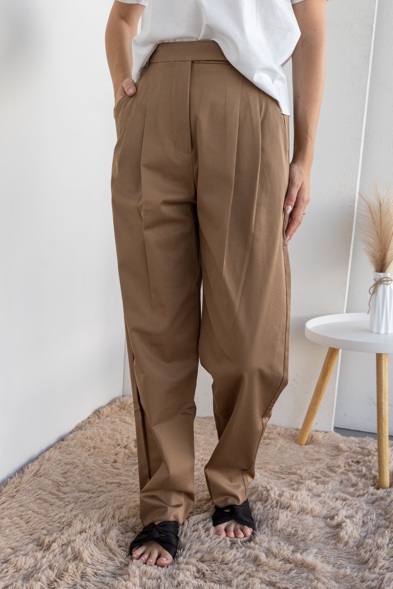 High-waisted trousers