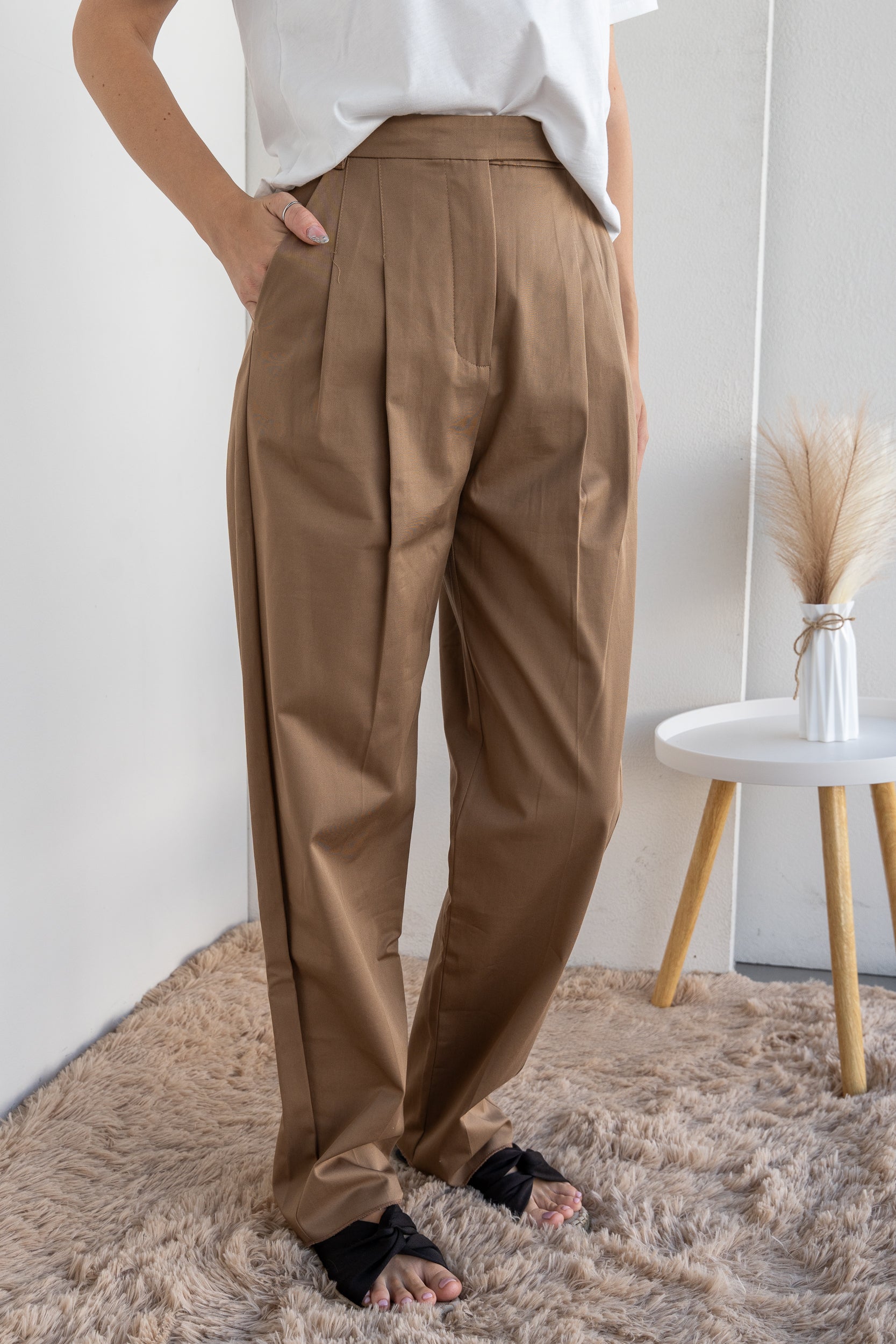 High-waisted trousers