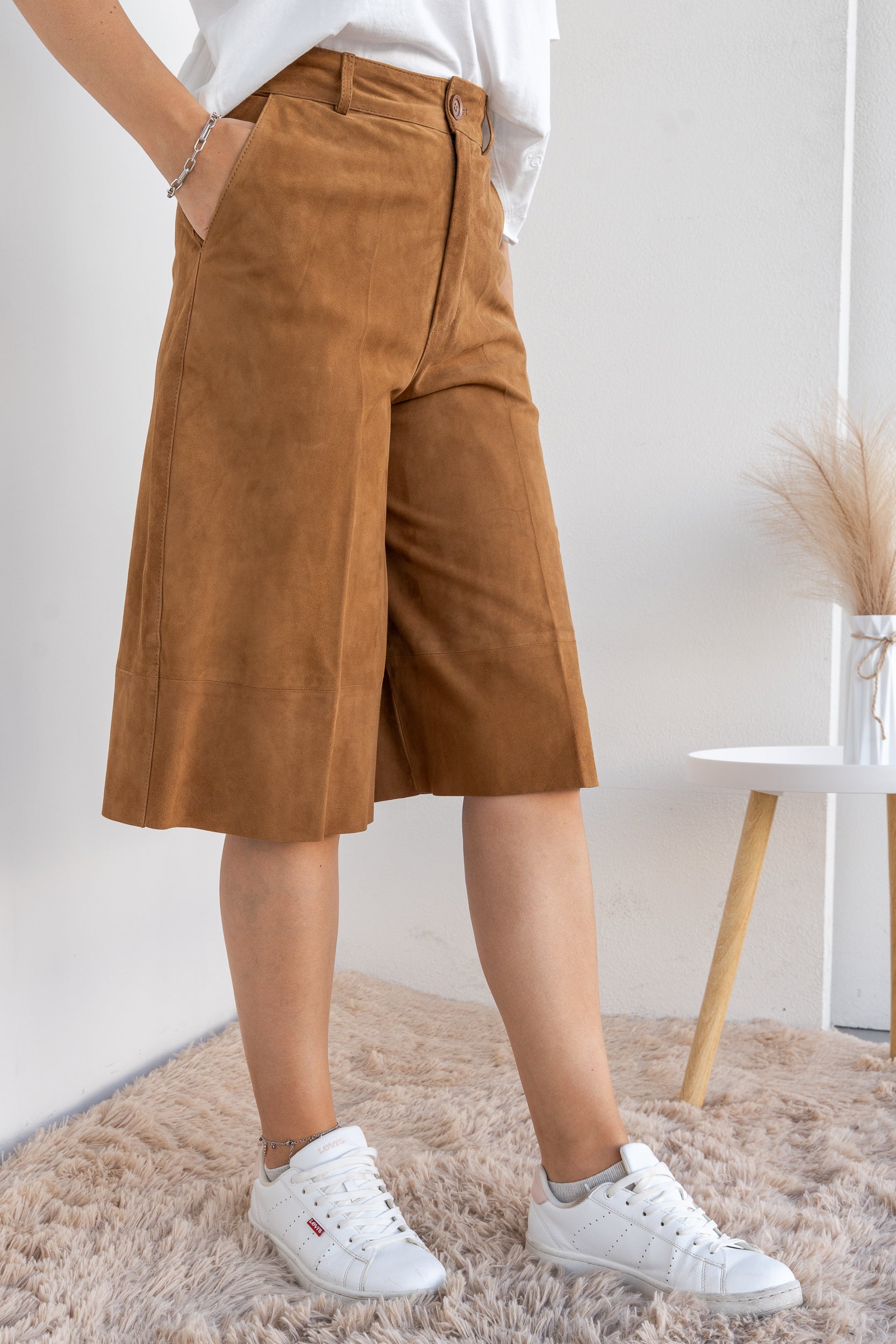 Suede Bermuda shorts