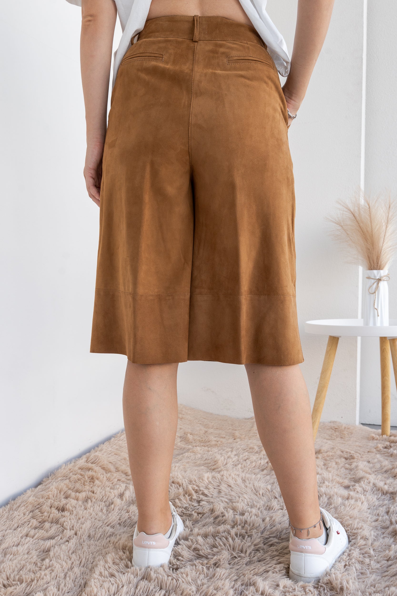 Suede Bermuda shorts