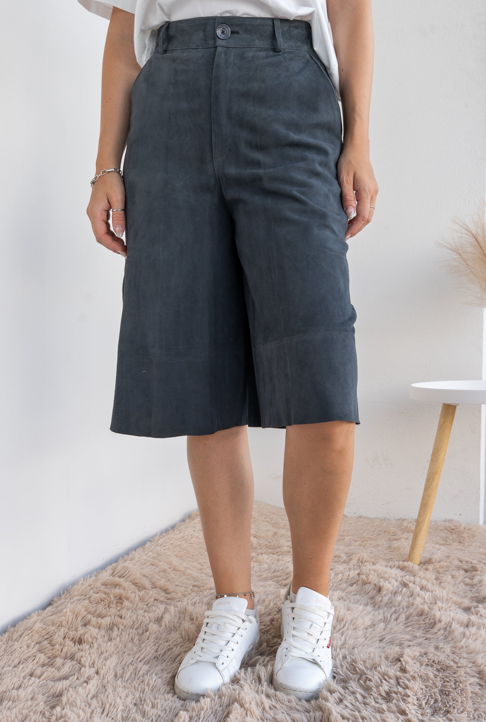 Suede Bermuda shorts