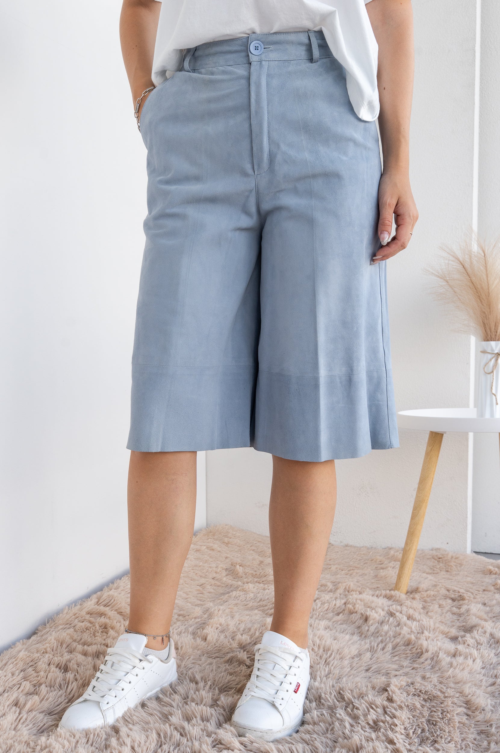 Suede Bermuda shorts