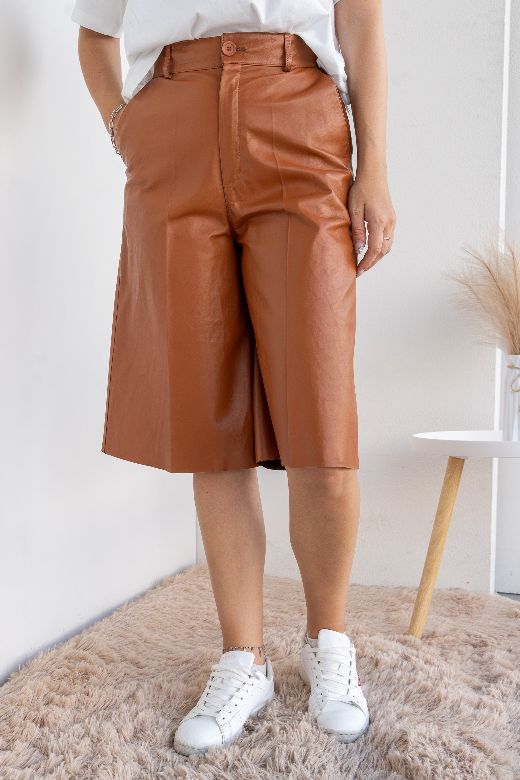 Leather Bermuda shorts