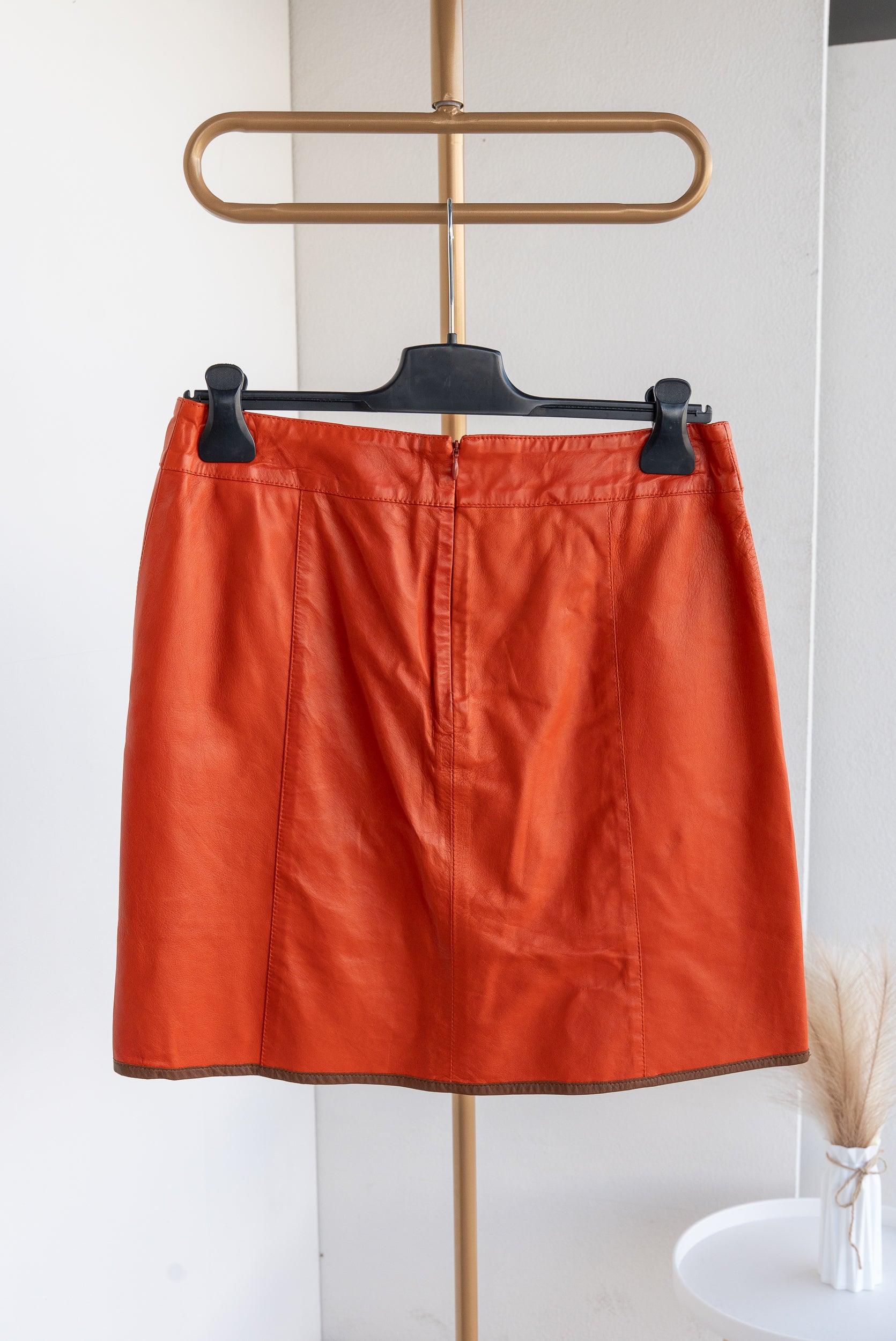 Short leather skirt
