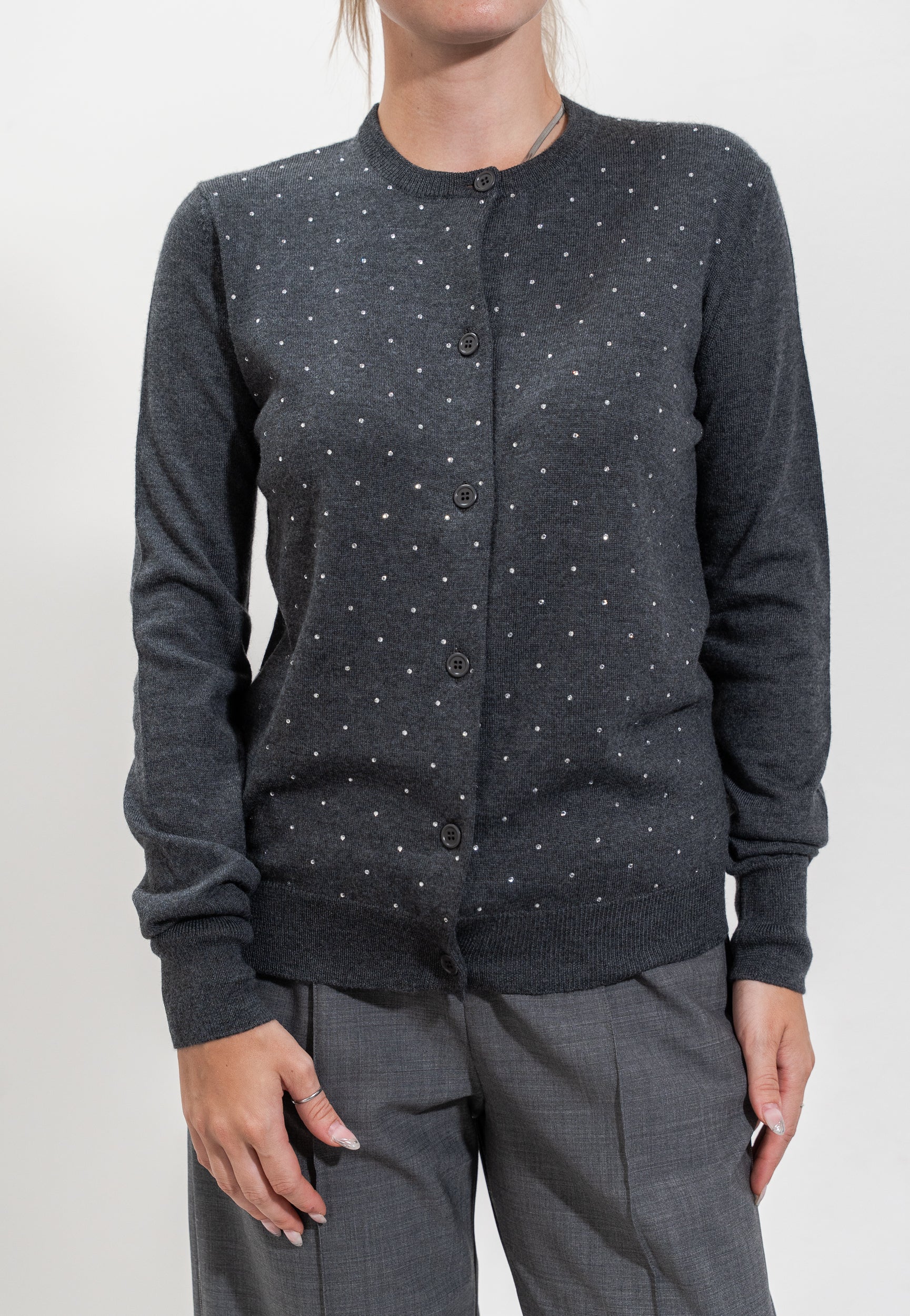 Cardigan with rhinestones