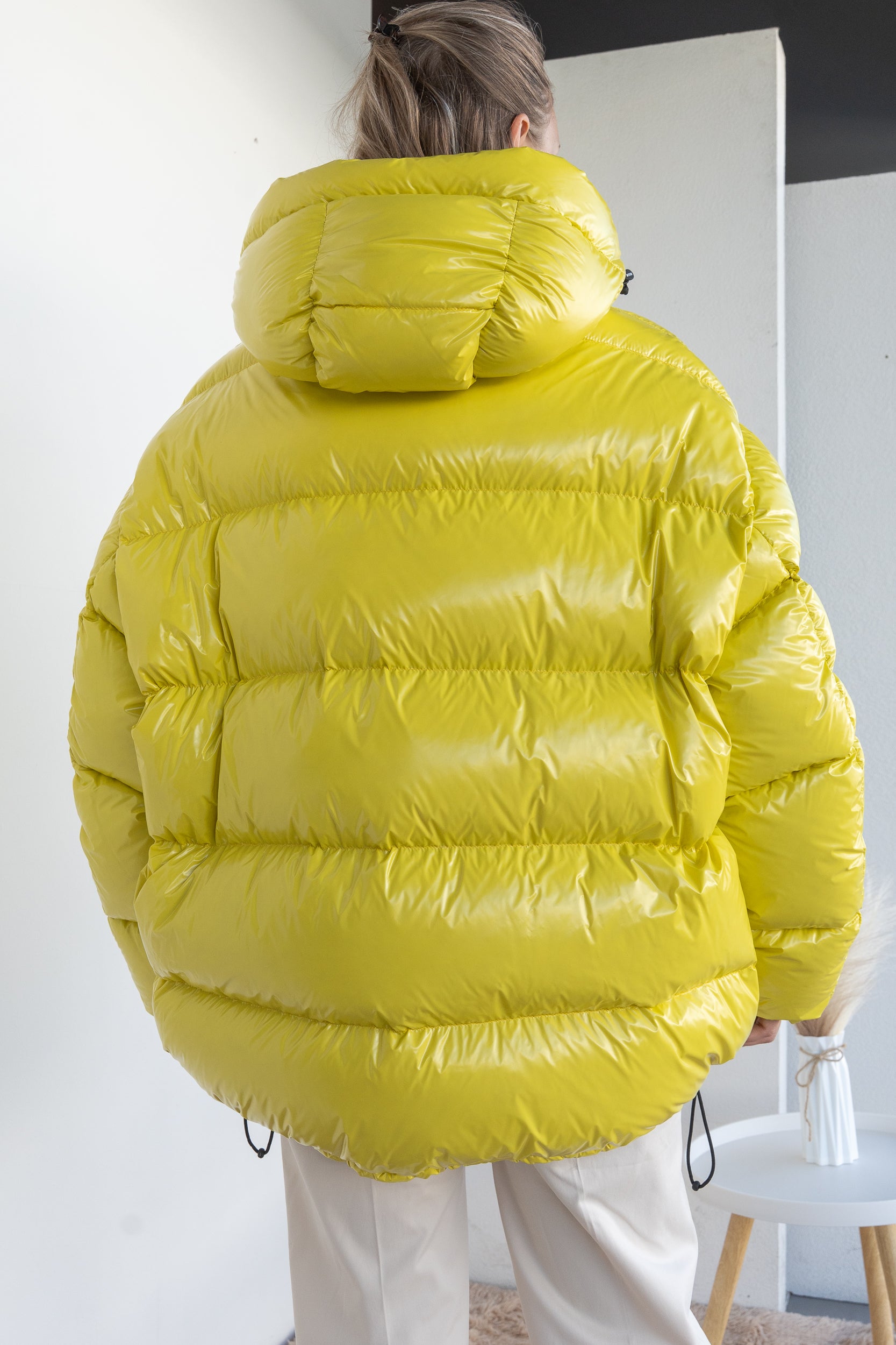 Oversized shiny down jacket