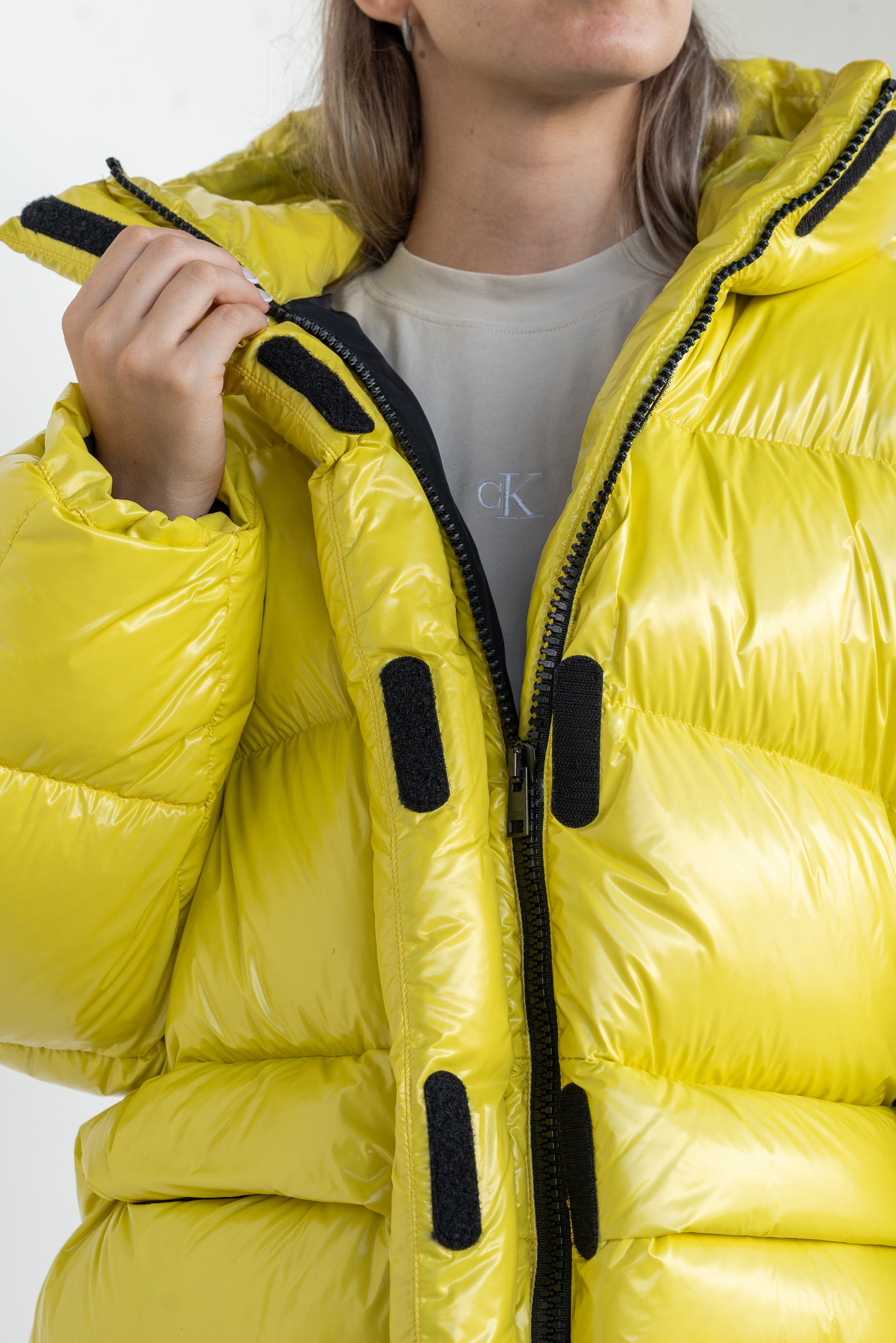 Oversized shiny down jacket