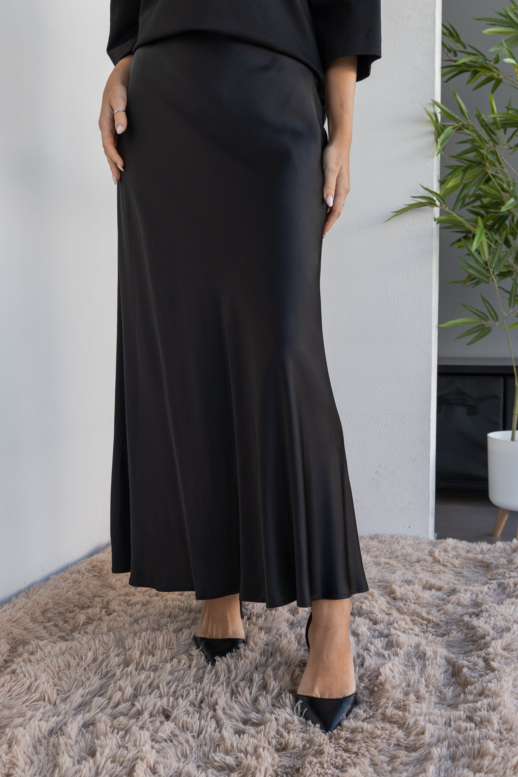 Gonna longuette satin