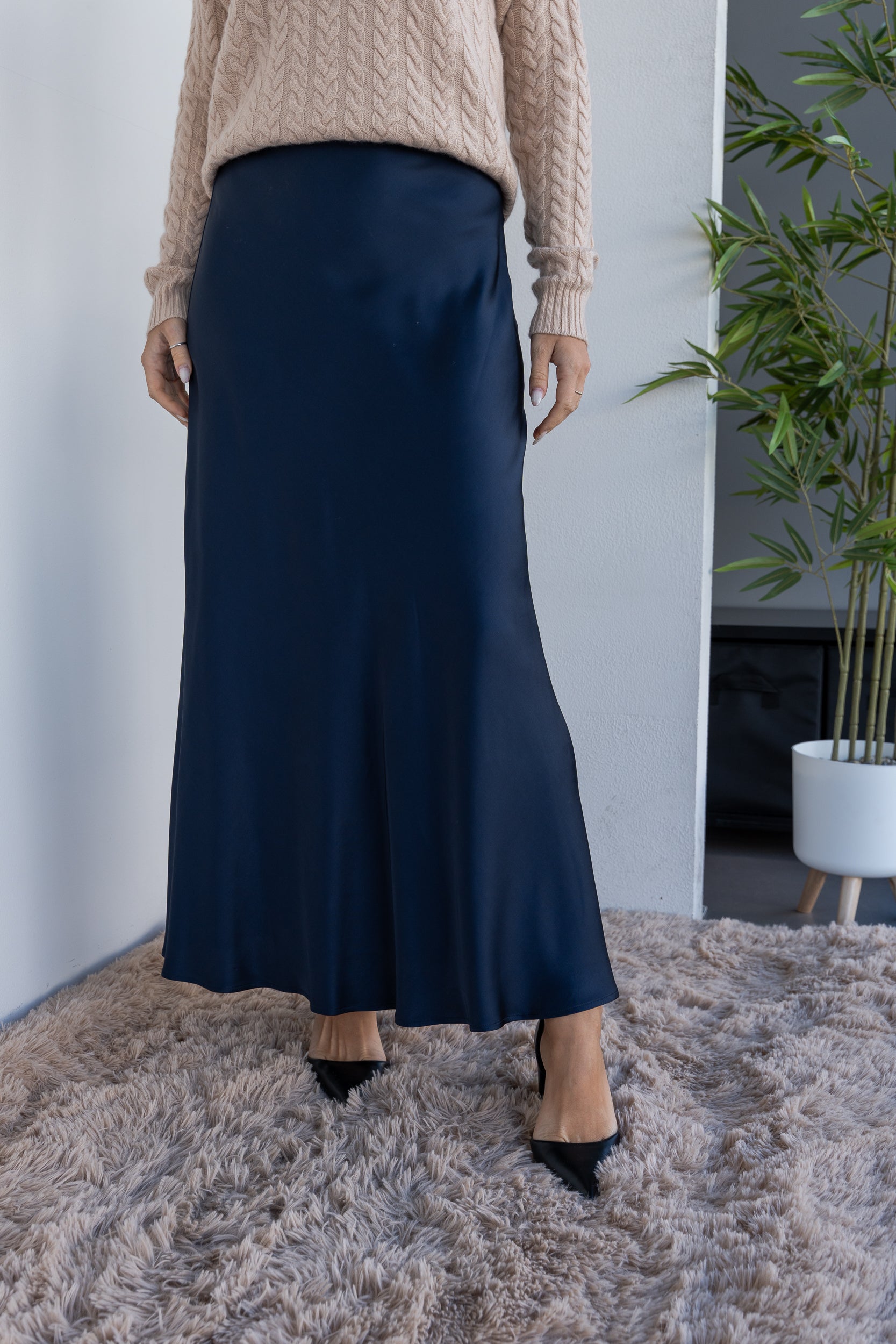Gonna longuette satin