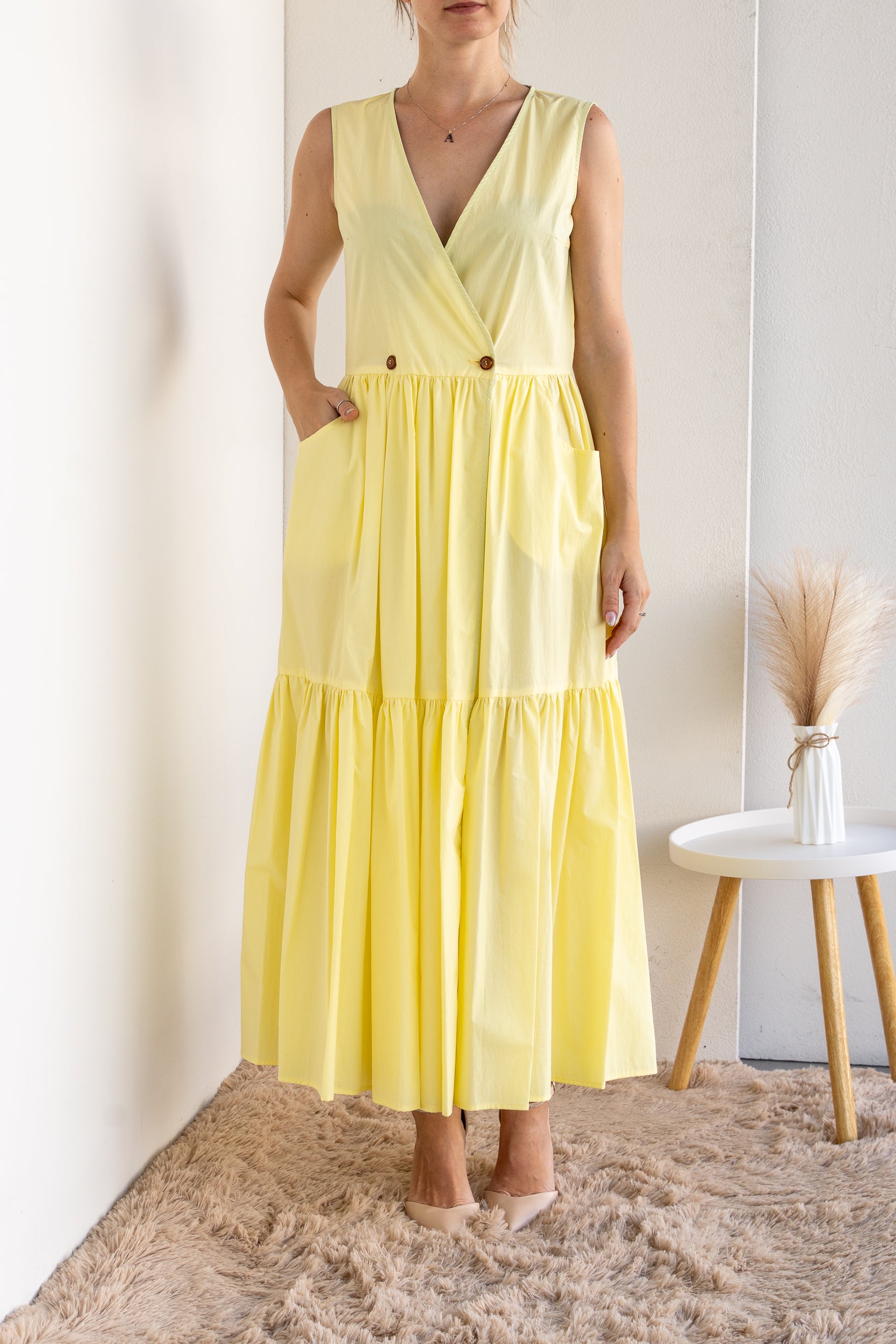 Wrap dress with flounce