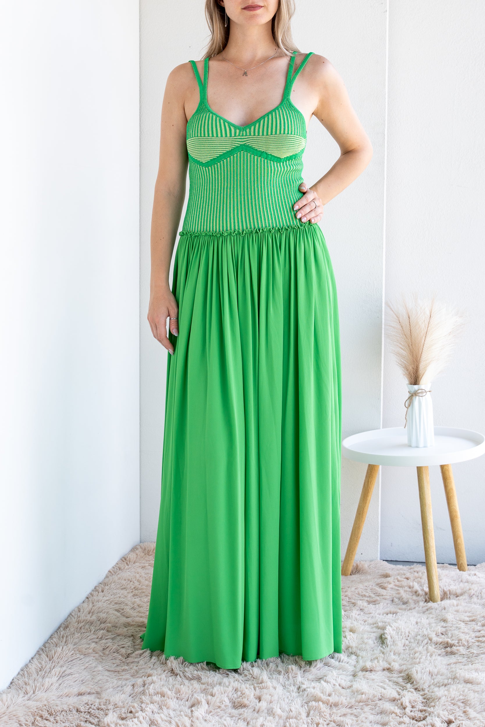 Long double fabric dress