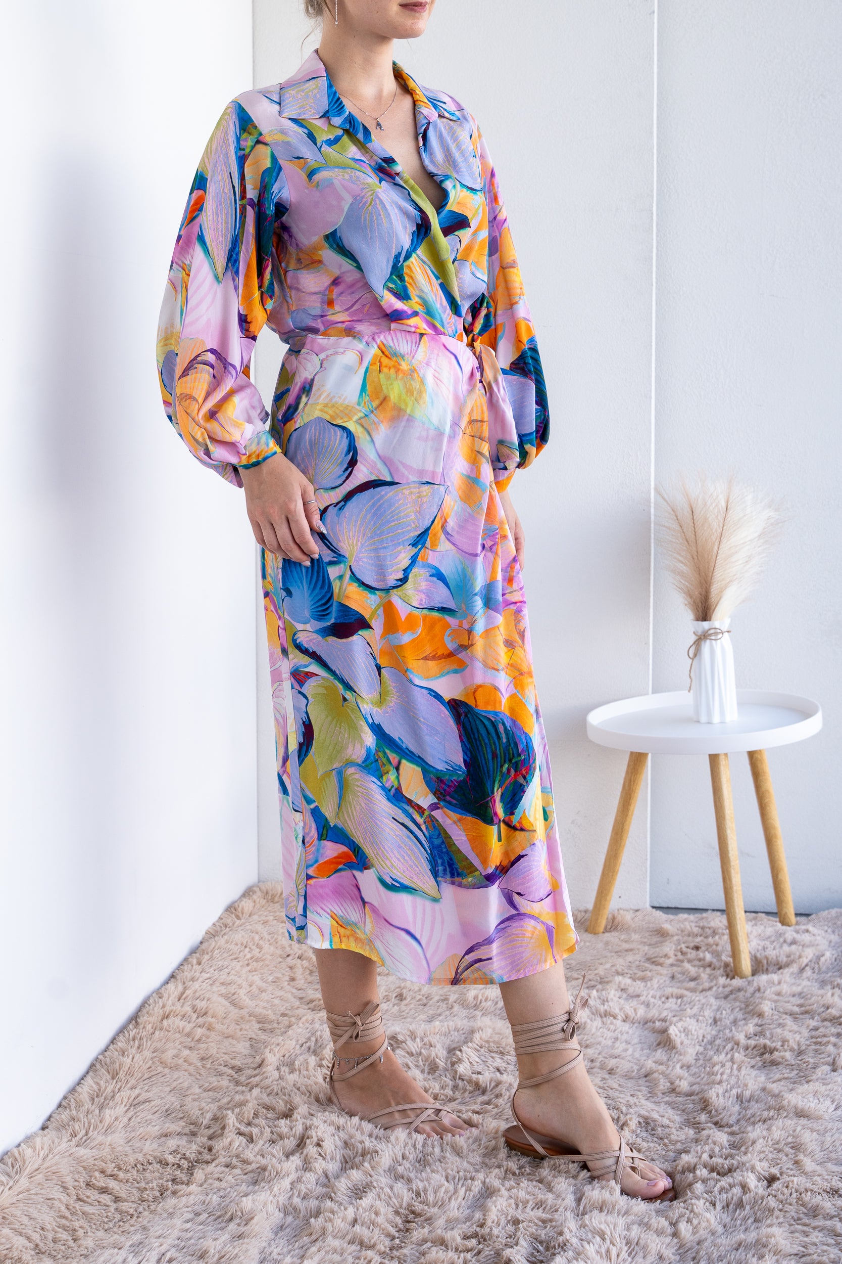 Multicolor patterned dress