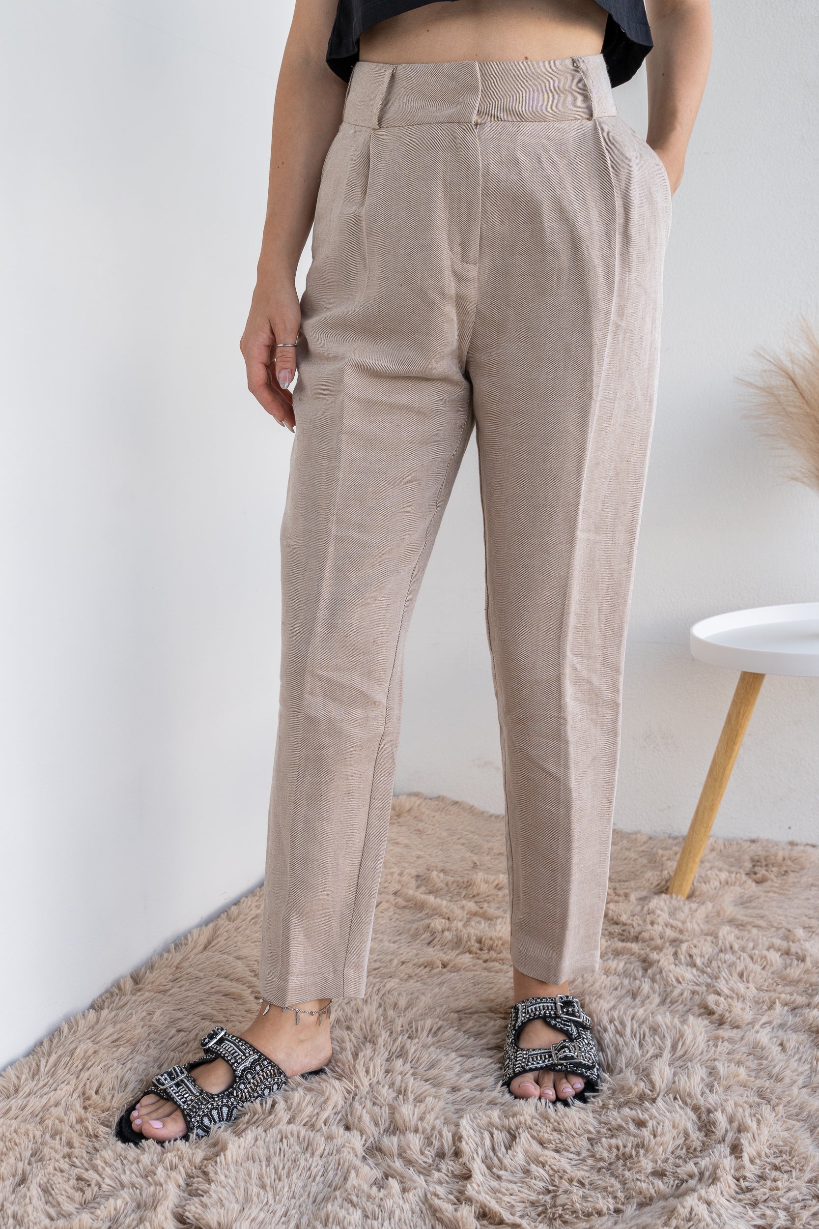 Linen blend trousers