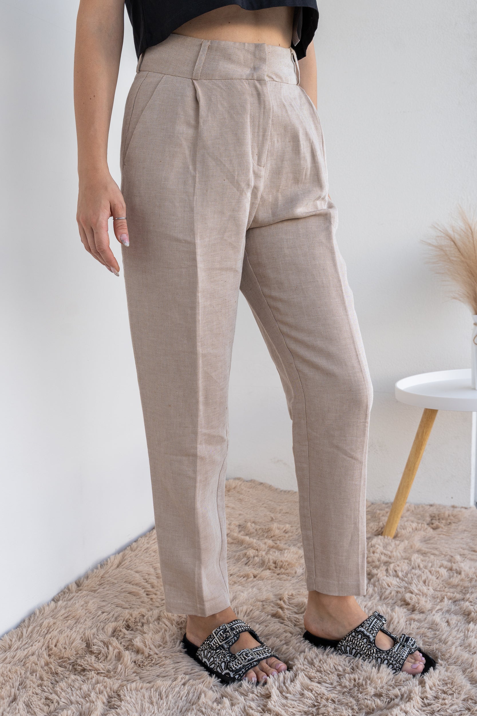 Linen blend trousers