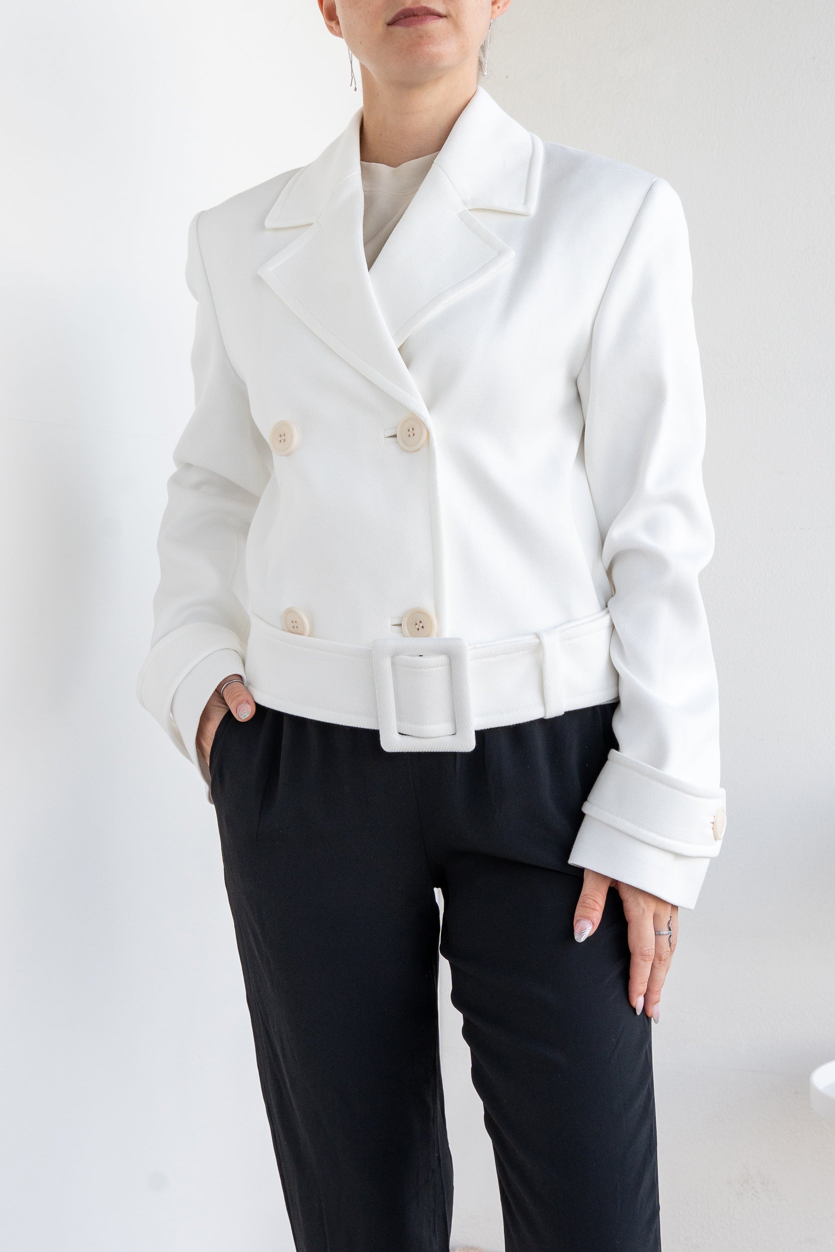 Double-breasted jacket and belt