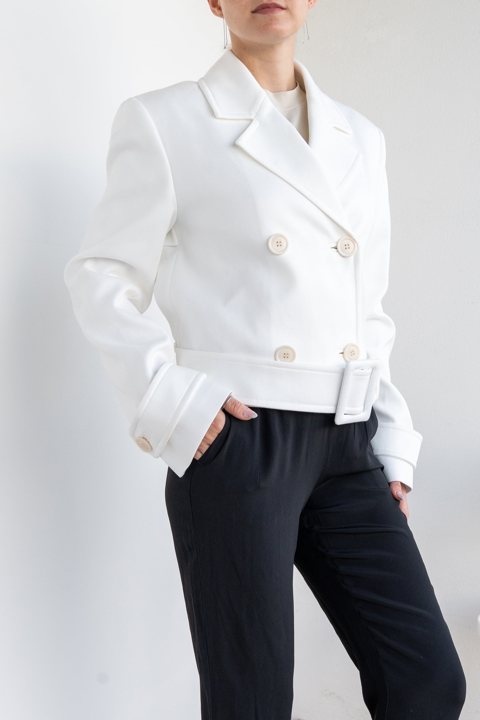 Double-breasted jacket and belt