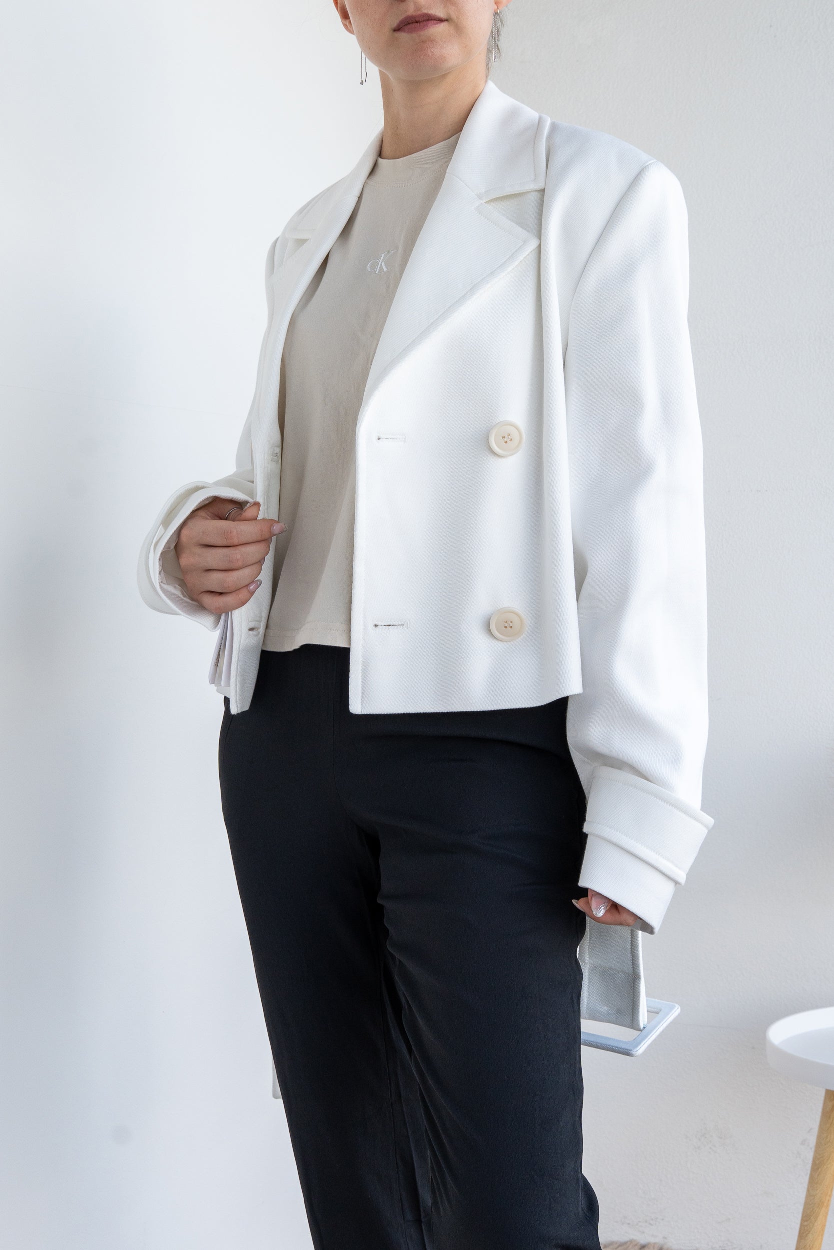 Double-breasted jacket and belt