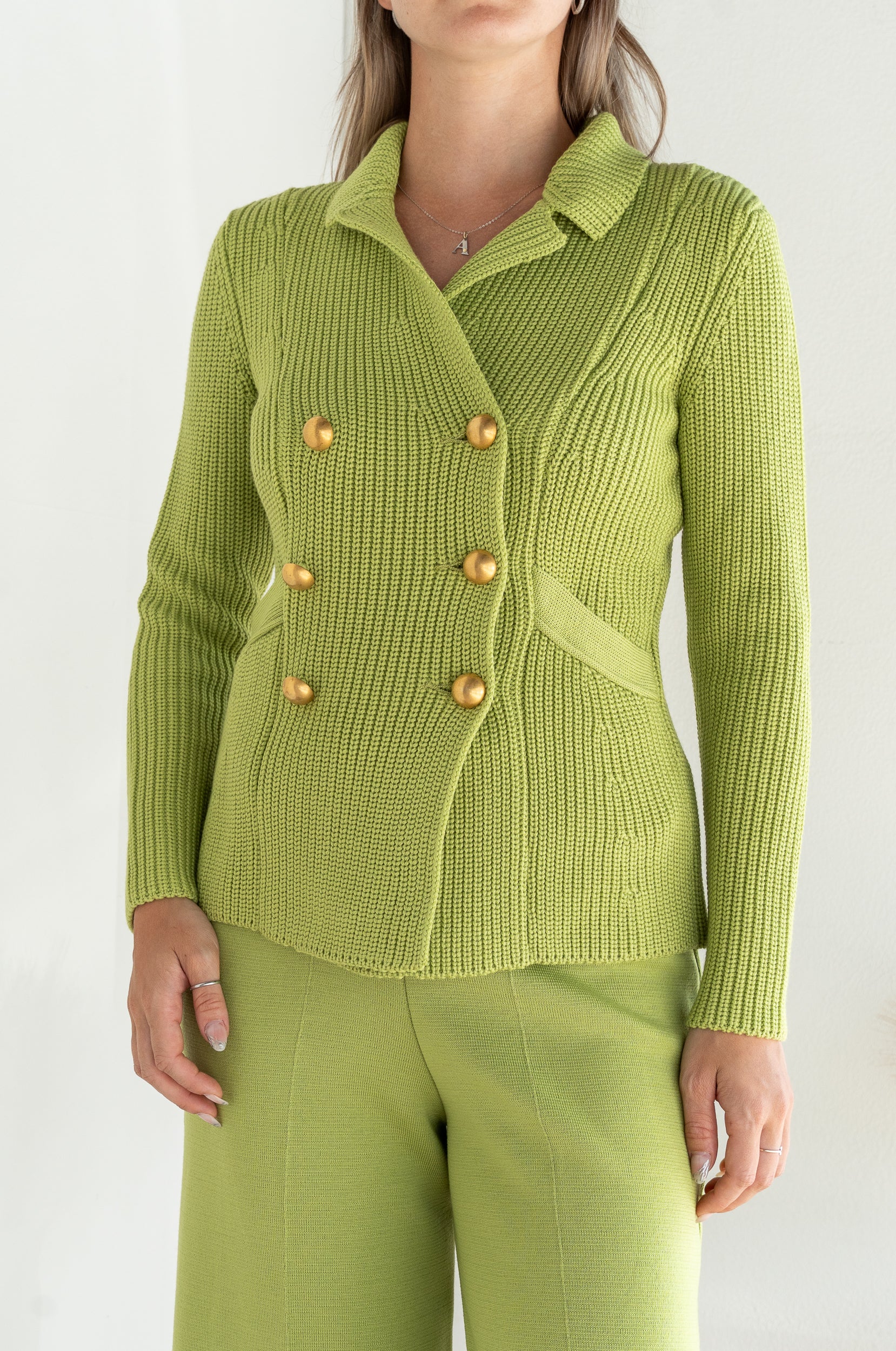 Double-breasted knitted cardigan