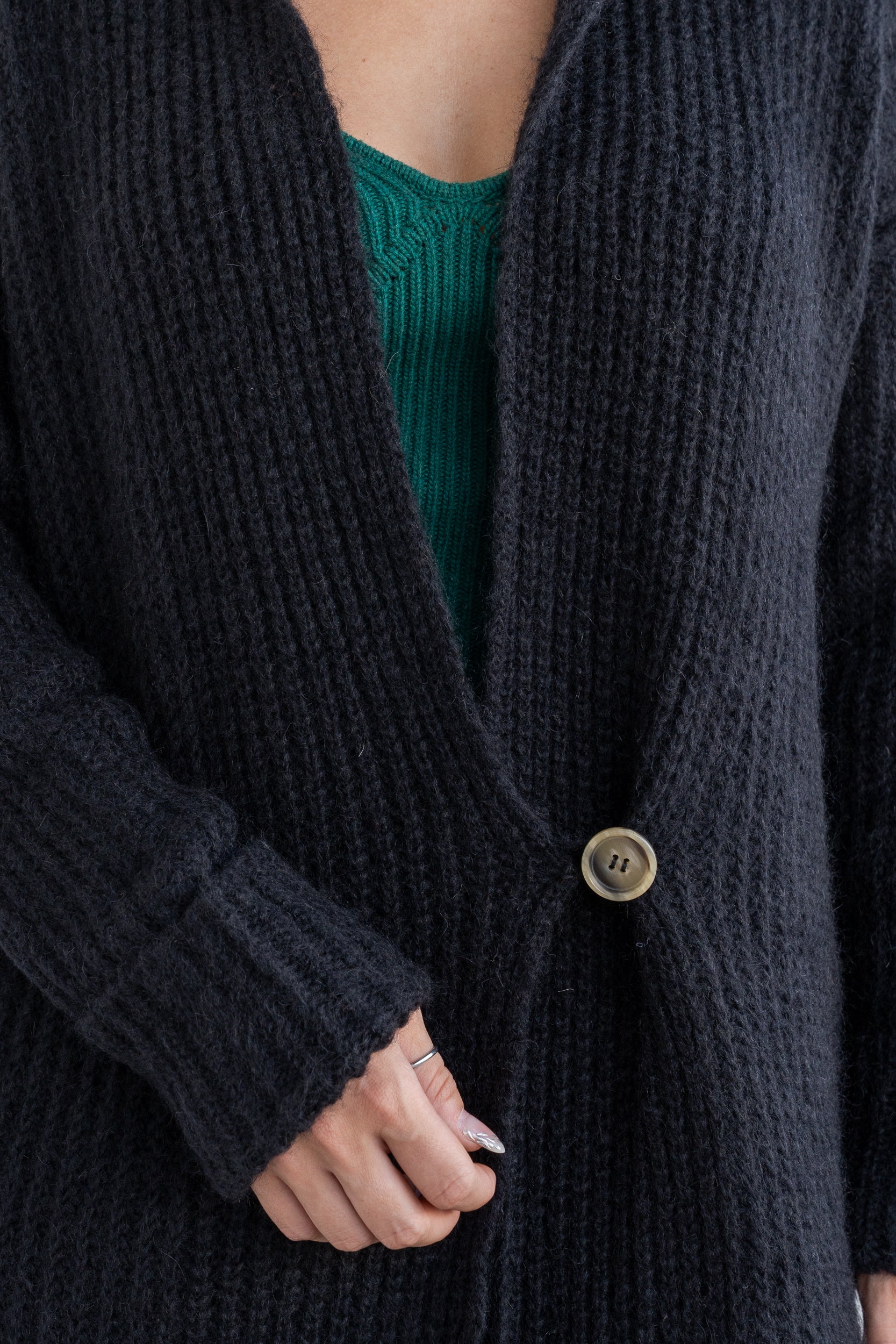 Long knitted cardigan