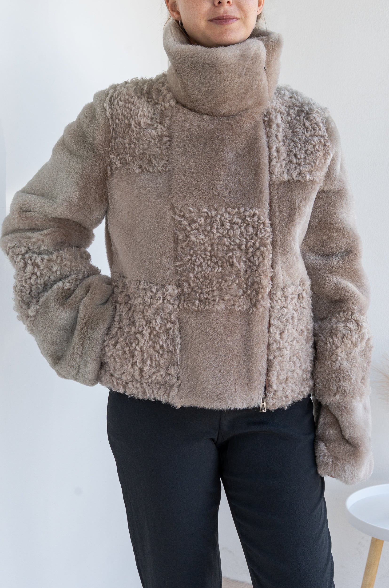 Cropped teddy jacket