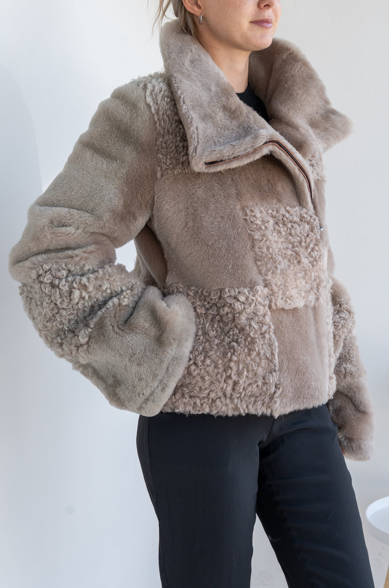 Cropped teddy jacket