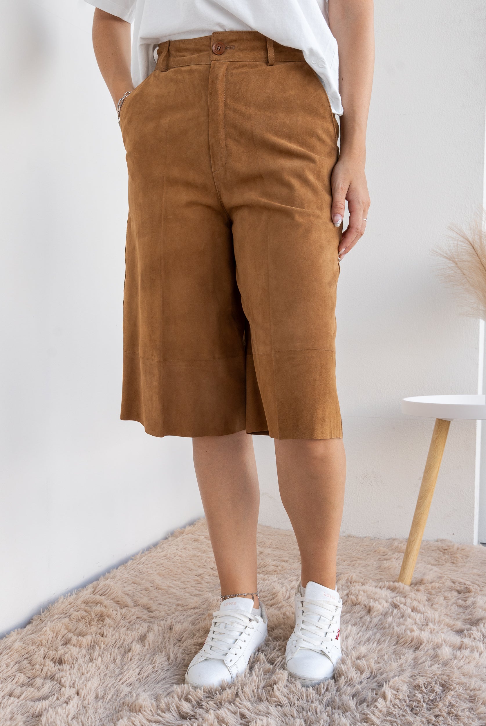 Suede Bermuda shorts
