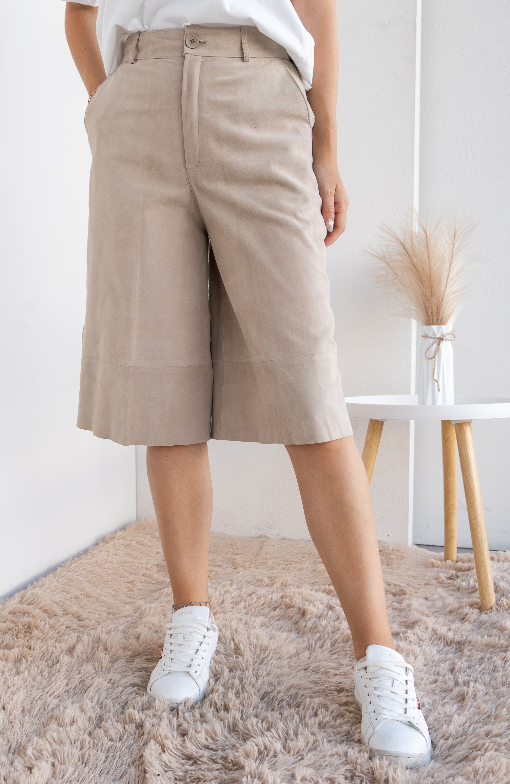 Suede Bermuda shorts