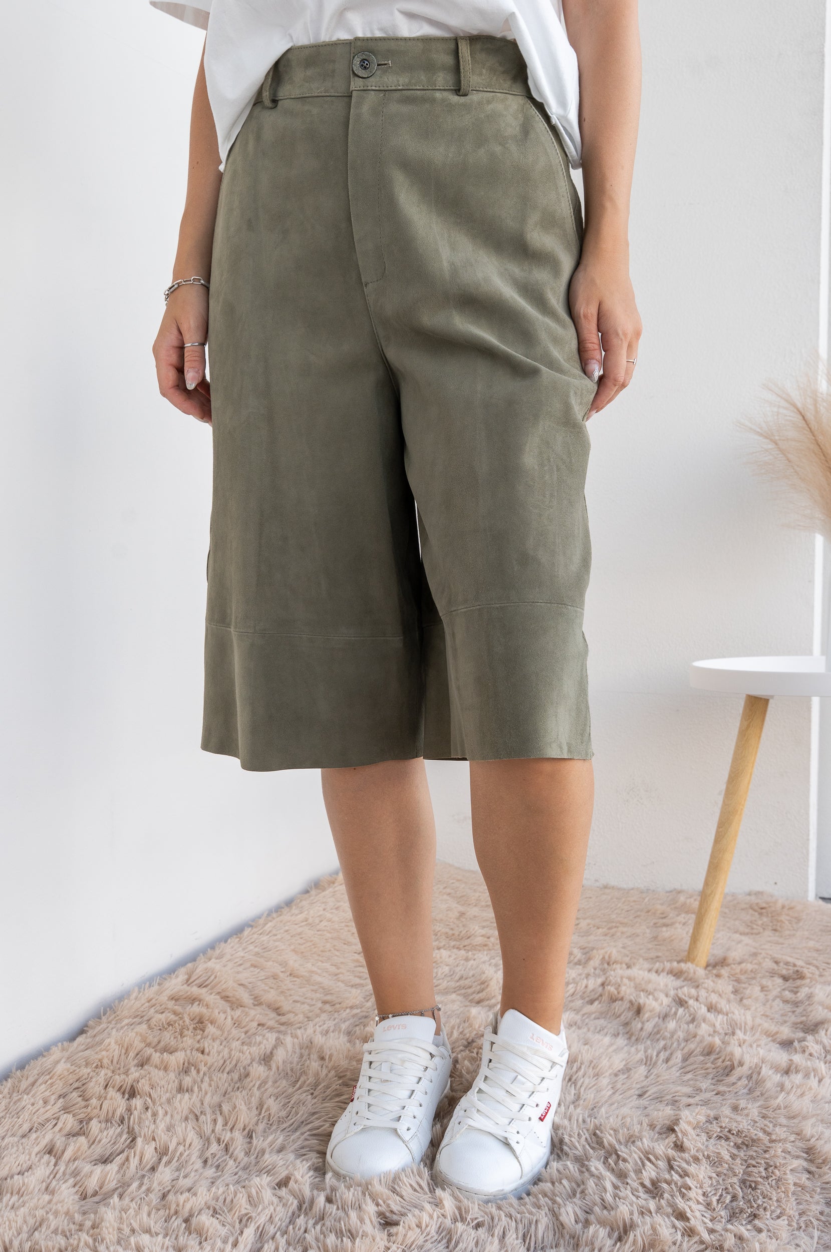 Suede Bermuda shorts