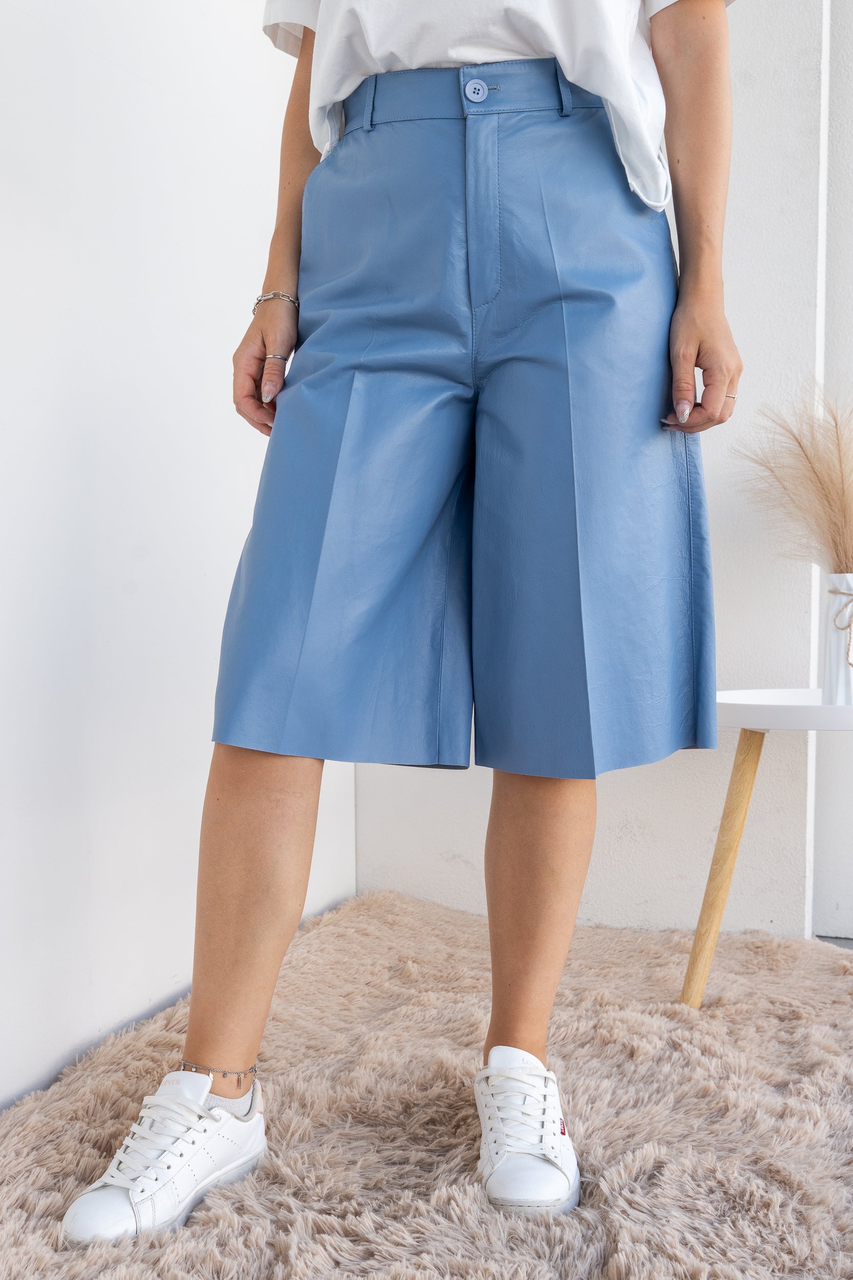 Leather Bermuda shorts