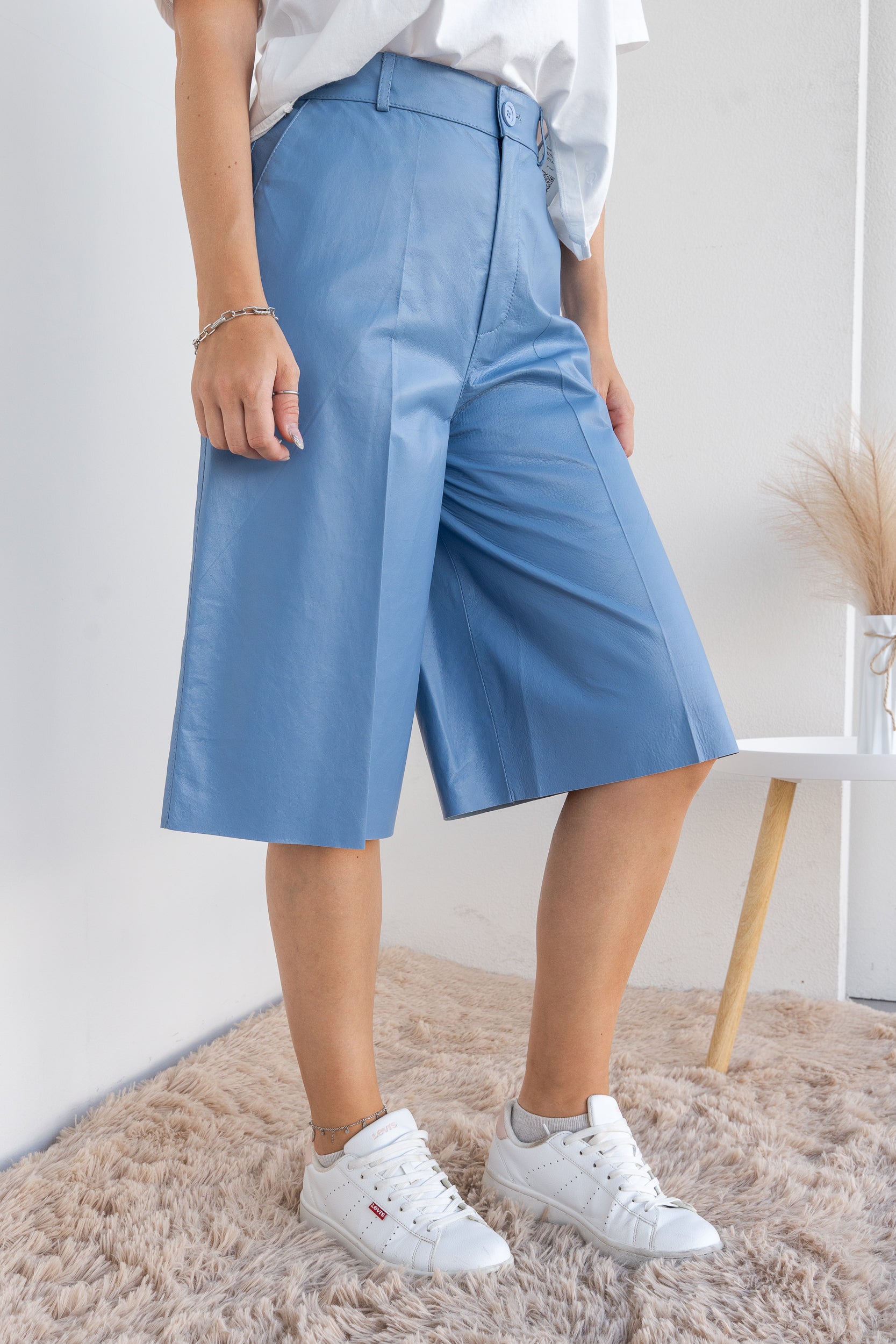 Leather Bermuda shorts