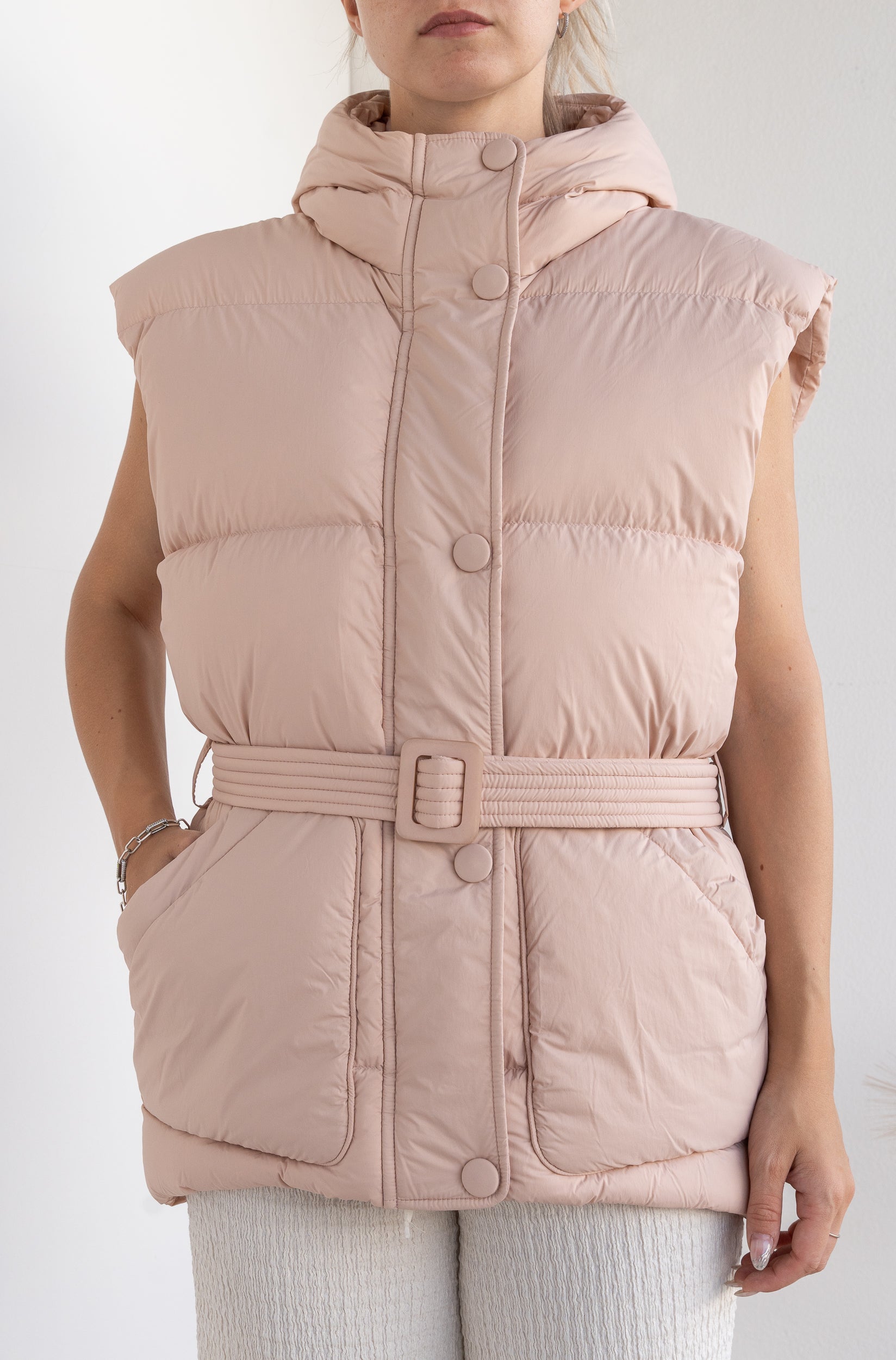 Down jacket with teddy bear hood