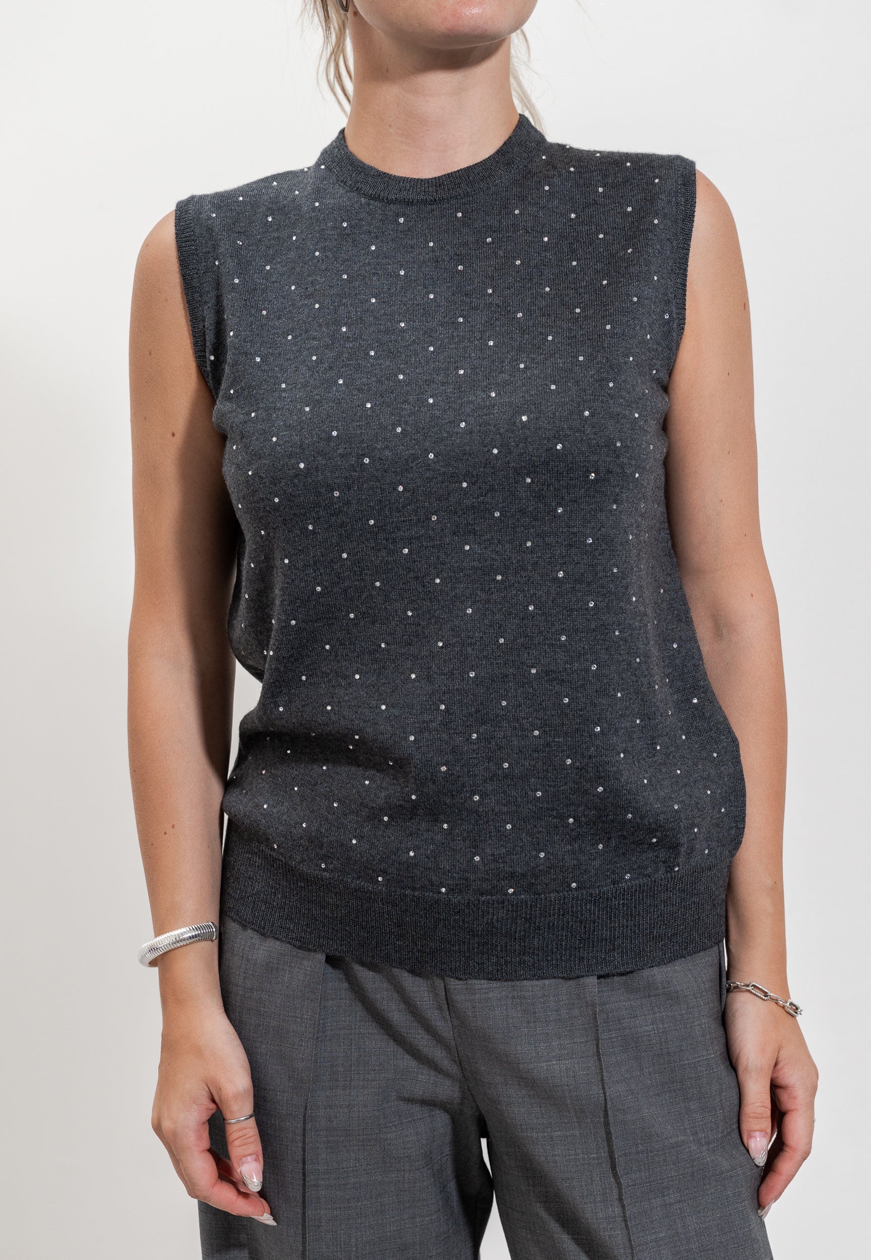 Sweater with rhinestones