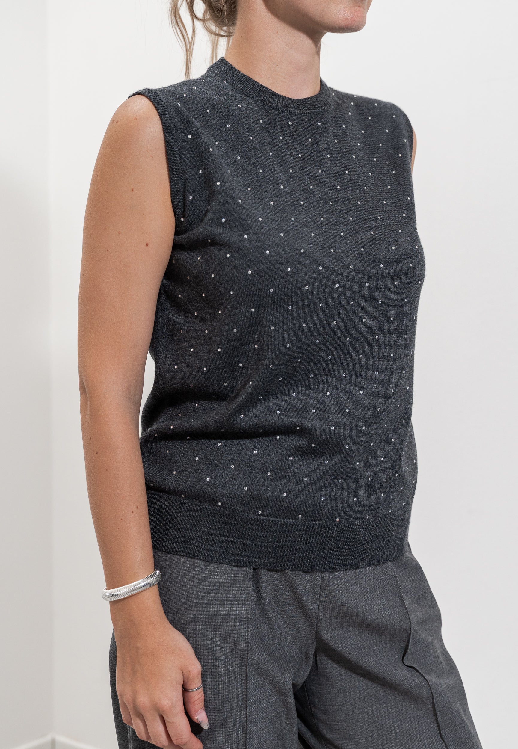 Sweater with rhinestones
