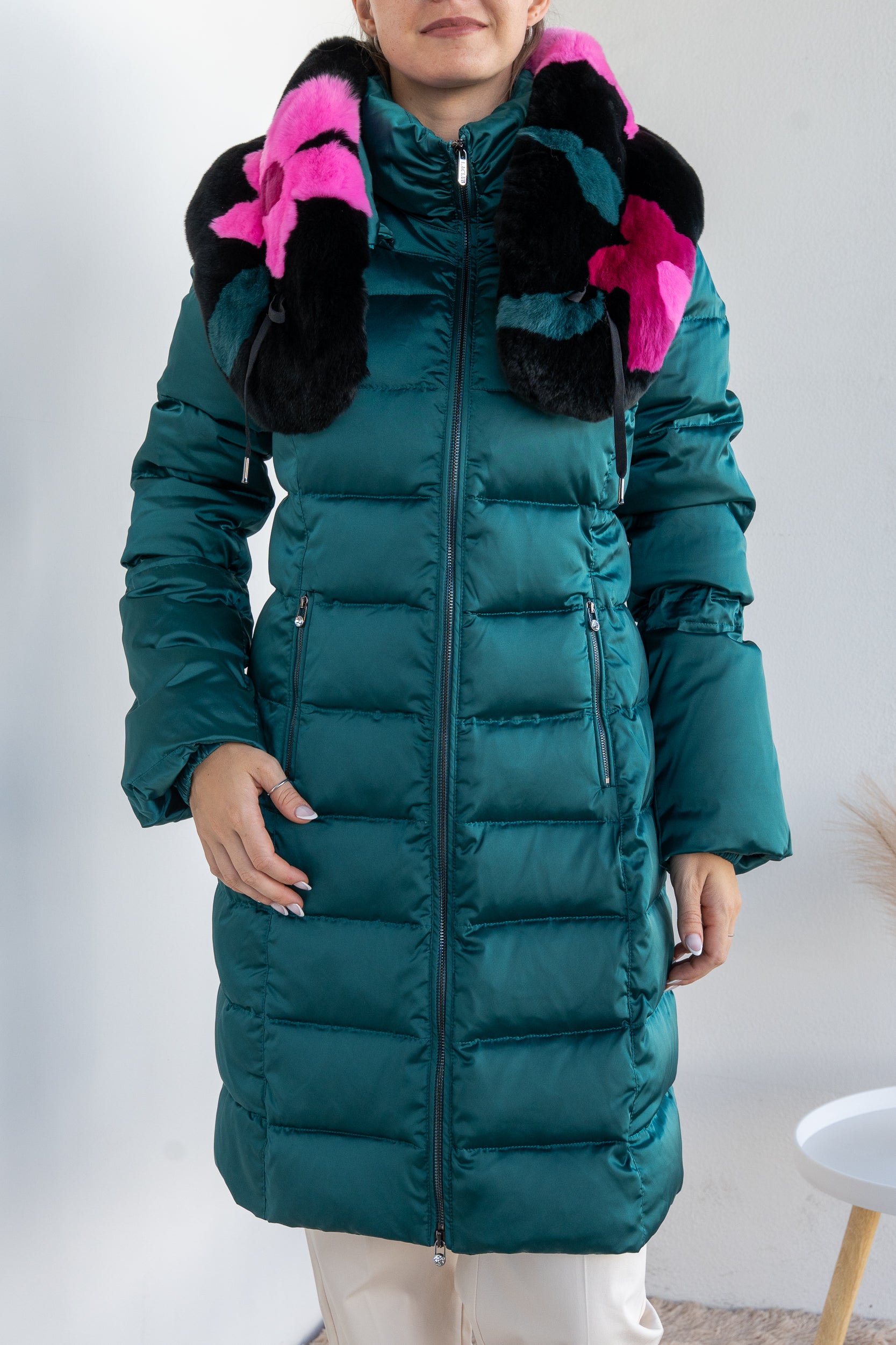 Down jacket with fur