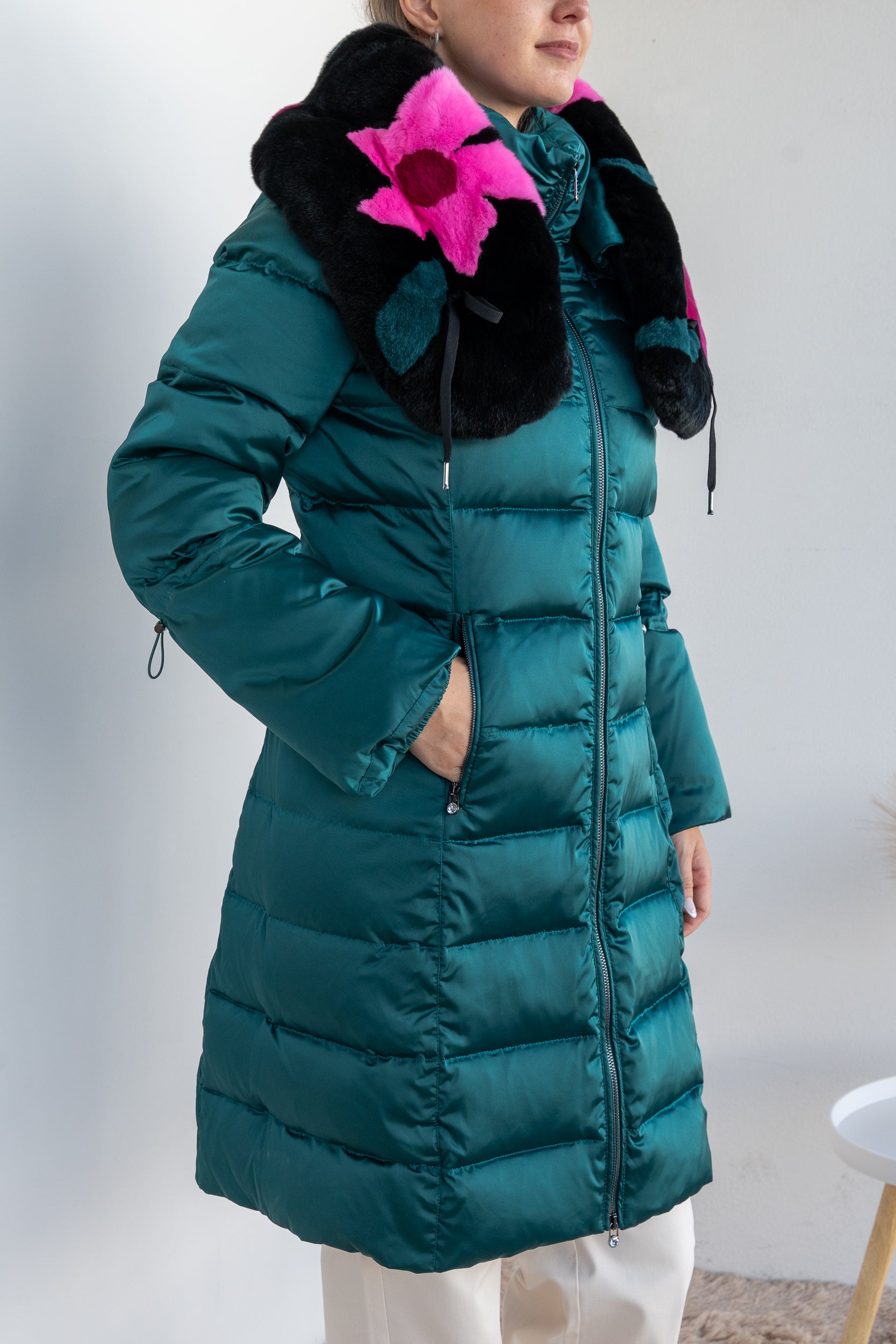 Down jacket with fur