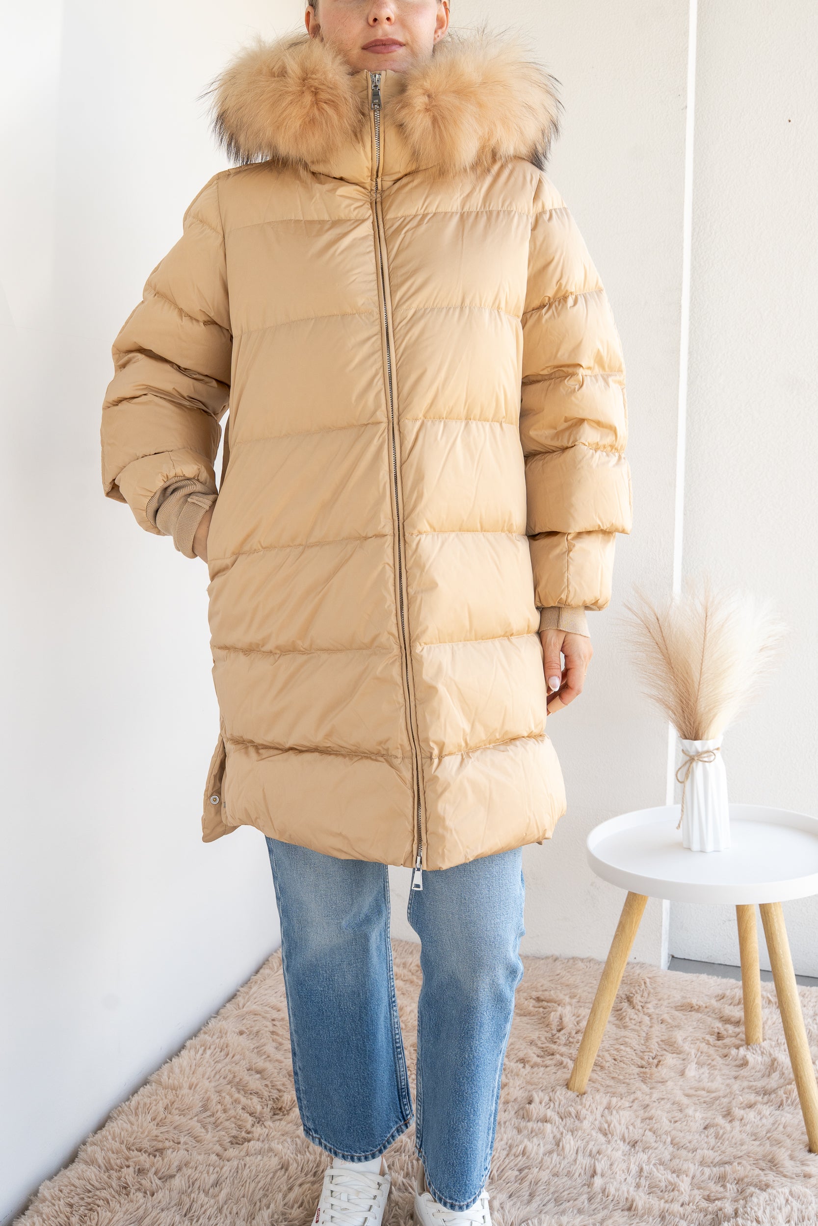 Kasha down jacket with fur