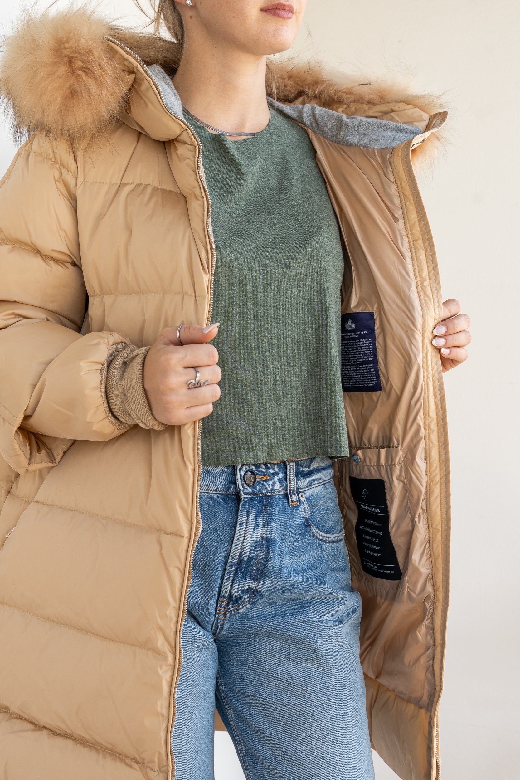 Kasha down jacket with fur